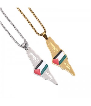 High Quality Palestine Map Flag Necklace Woman Stainless Steel Palestine Necklace For Women