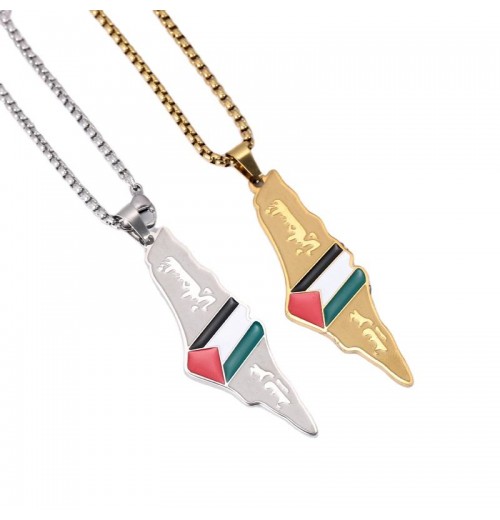 High Quality Palestine Map Flag Necklace Woman Stainless Steel Palestine Necklace For Women