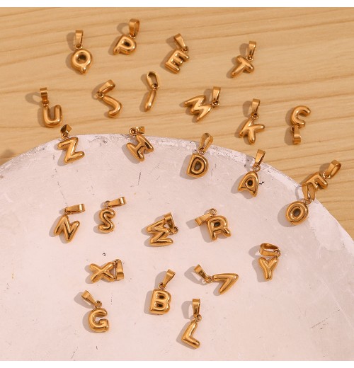 Guarantee Dreamshow 2024 Jewelry Wholesale PVD Gold Plated Letter Charms Stainless Steel Fashion Jewelry Pendants Charms