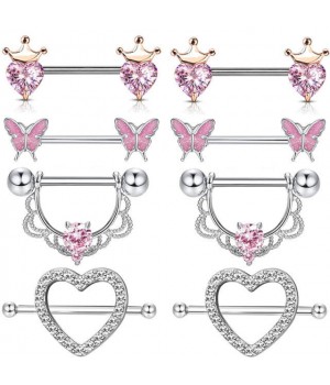 Gaby new sale nipple rings silver plated pink jewelry set nipple piercing stainless steel wholesale piercing body jewelry