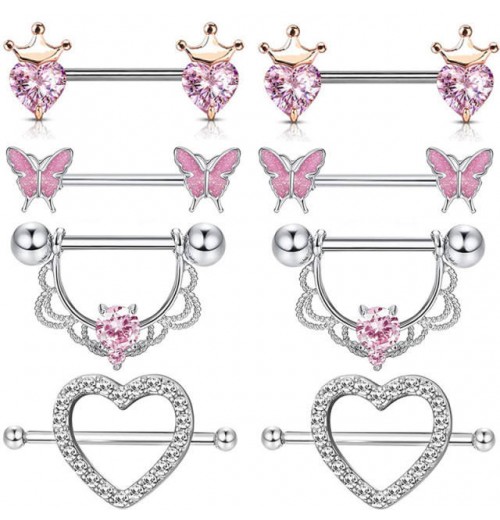 Gaby new sale nipple rings silver plated pink jewelry set nipple piercing stainless steel wholesale piercing body jewelry