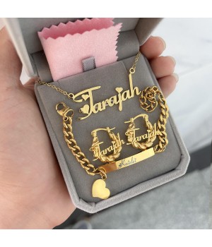 Hot sell Custom Stainless Steel Kids Set-Personalized Name Necklace Letter Bracelet Mini Luxury Weddings Parties Engagements