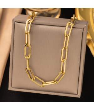 New Minimalist 18k Gold Plated 316L Stainless Steel Women Jewelry Set Tarnish-Free Necklace Bracelet for Wedding or Gift