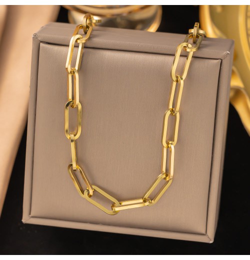 New Minimalist 18k Gold Plated 316L Stainless Steel Women Jewelry Set Tarnish-Free Necklace Bracelet for Wedding or Gift