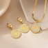 Fashion 18K Gold Plate Stainless Steel Jewelry Set Retro Portrait Crystal Statement Necklace Earrings Bracelet Sets For Women