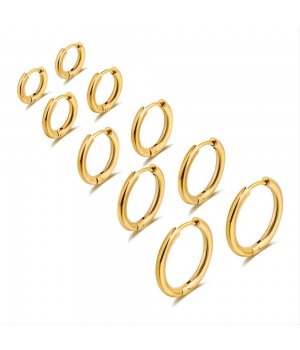 Joyeria Acero Inoxidable Stainless Steel Fashion Jewelry Wholesale 18k Gold Plated Hinged Huggie Hoop Earrings For Women Men