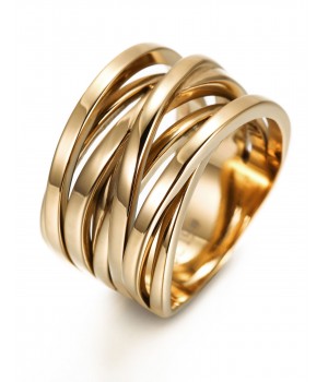 Stainless Steel 14K Gold Filled Overlapping Intertwined Crossover Knotted Statement Ring