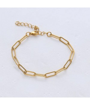 chain acero inoxidable 18k gold plated paperclip chain stainless steel bracelets