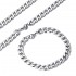 Factory hot sell no fade waterproof silver metal color hip hop stainless steel cuban link chain necklace bracelet jewelry set